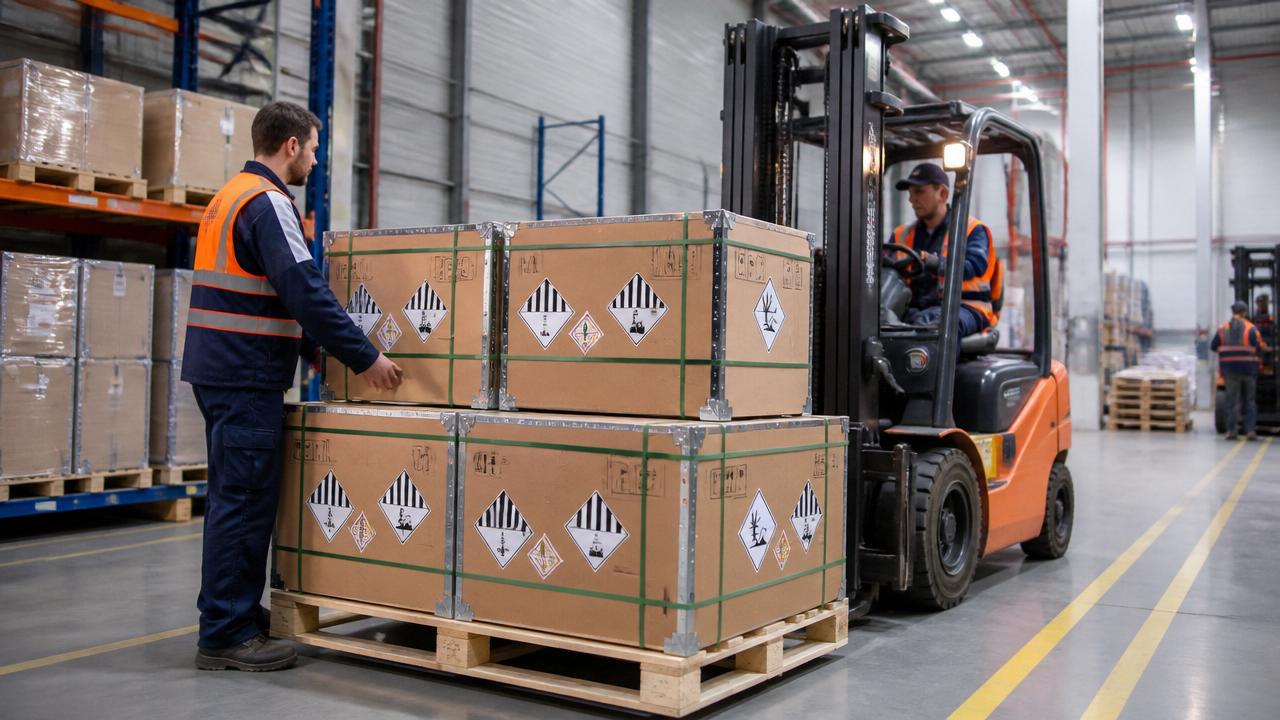 Lithium Shipping warehouse operations loading hazmat lithium battery crates